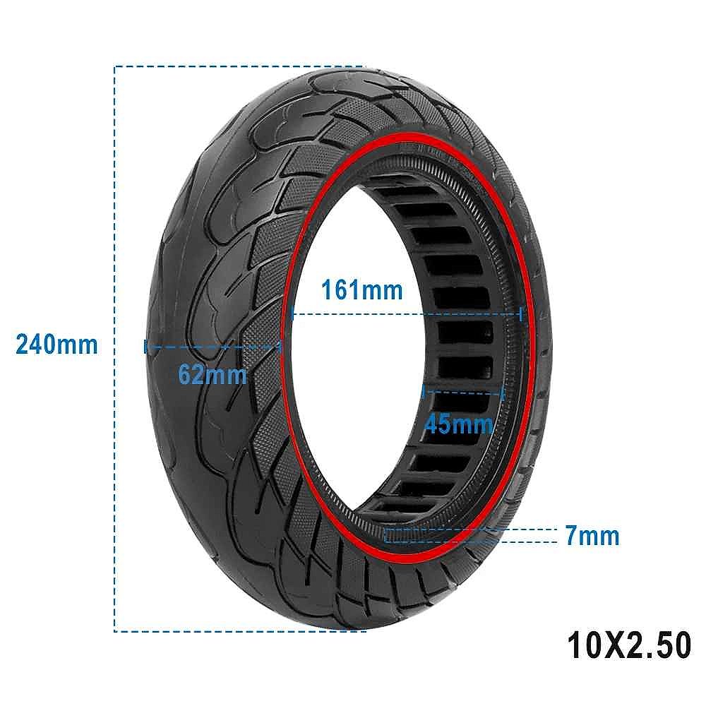 Solid honeycomb tubeless tire for Ninebot Max G30 10x2.5 close-up detail view showing flexible airless structure | BigMoetsy