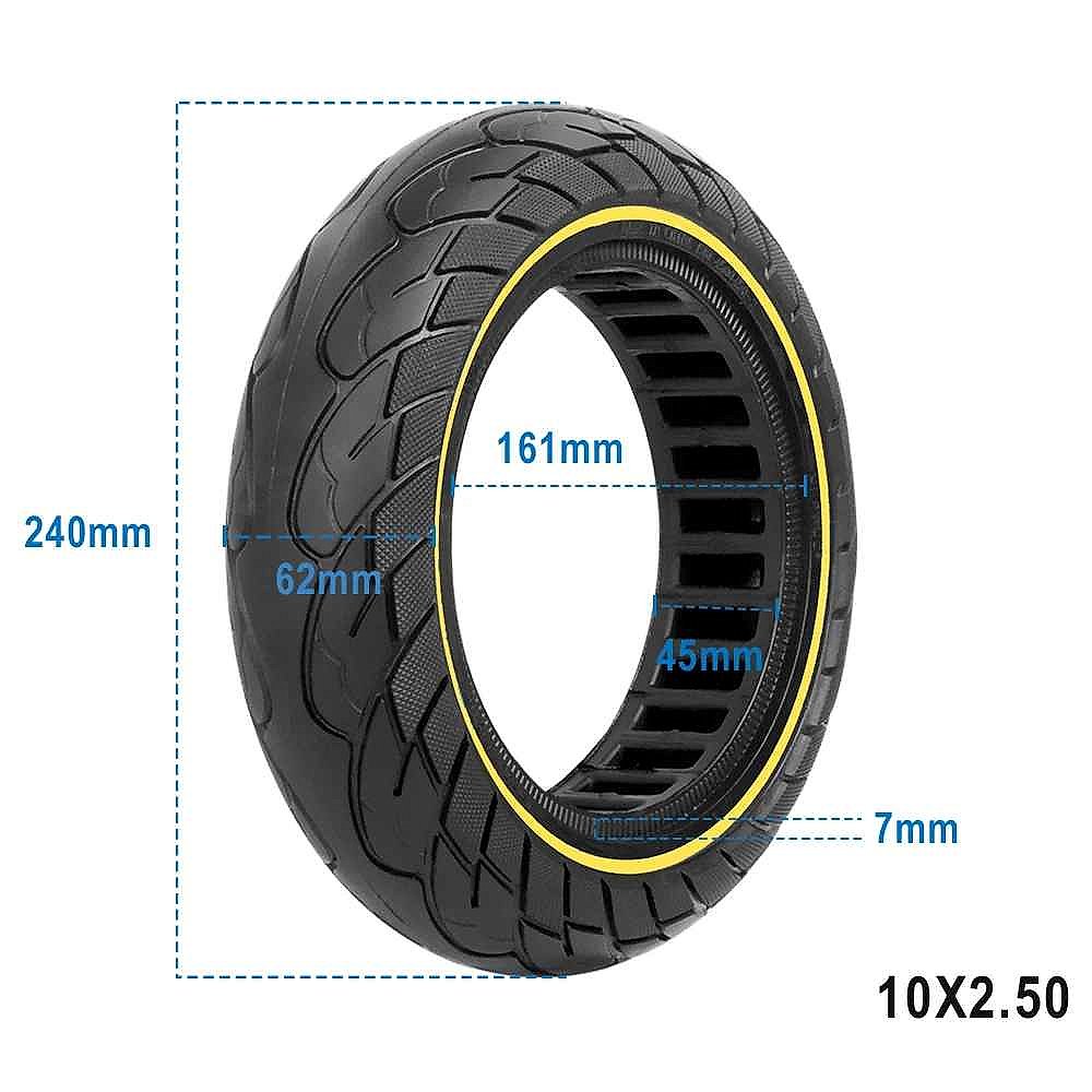 Solid honeycomb tubeless tire for Ninebot Max G30 10x2.5 close-up detail view showing flexible airless structure | BigMoetsy