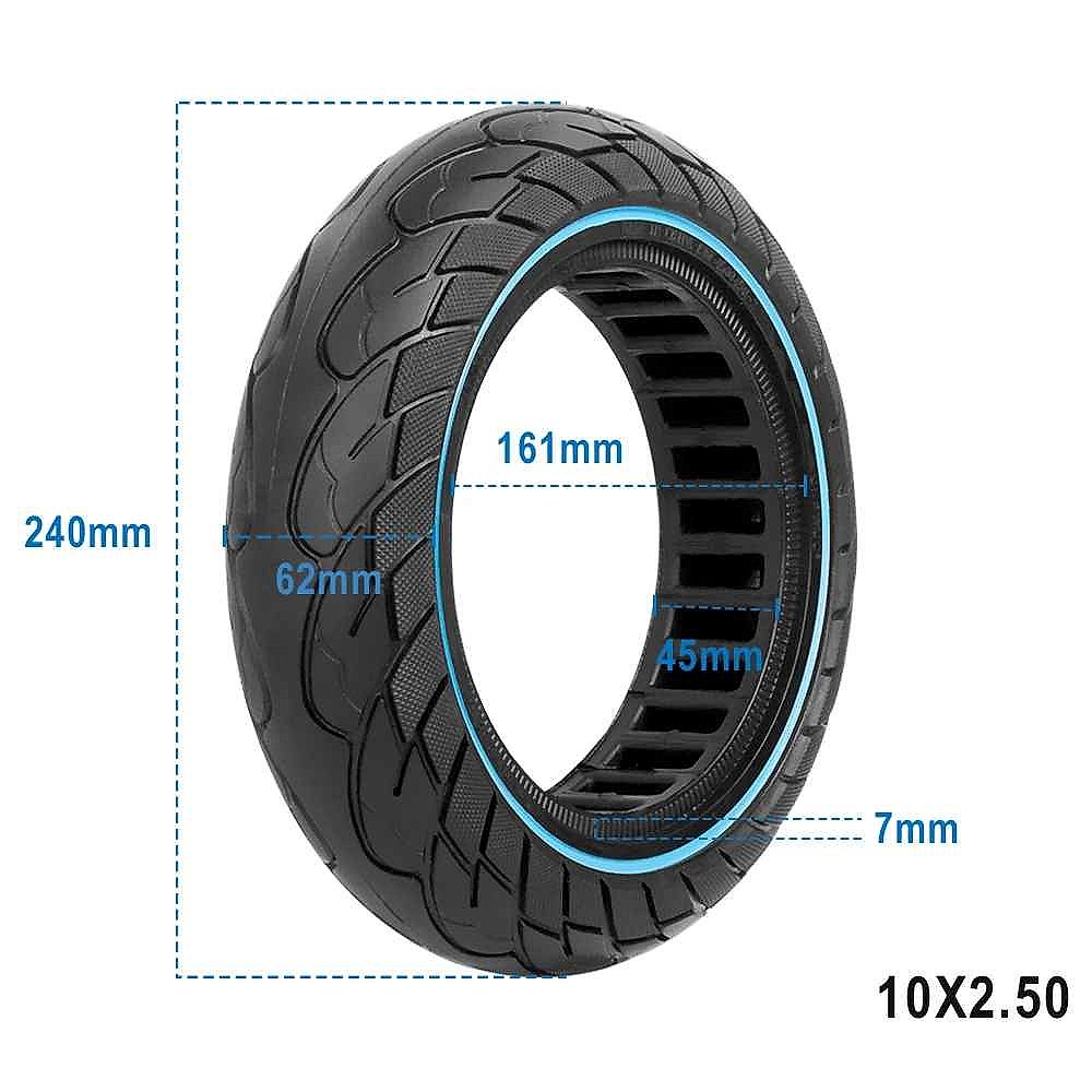 Solid honeycomb tubeless tire for Ninebot Max G30 10x2.5 close-up detail view showing airless structure | BigMoetsy