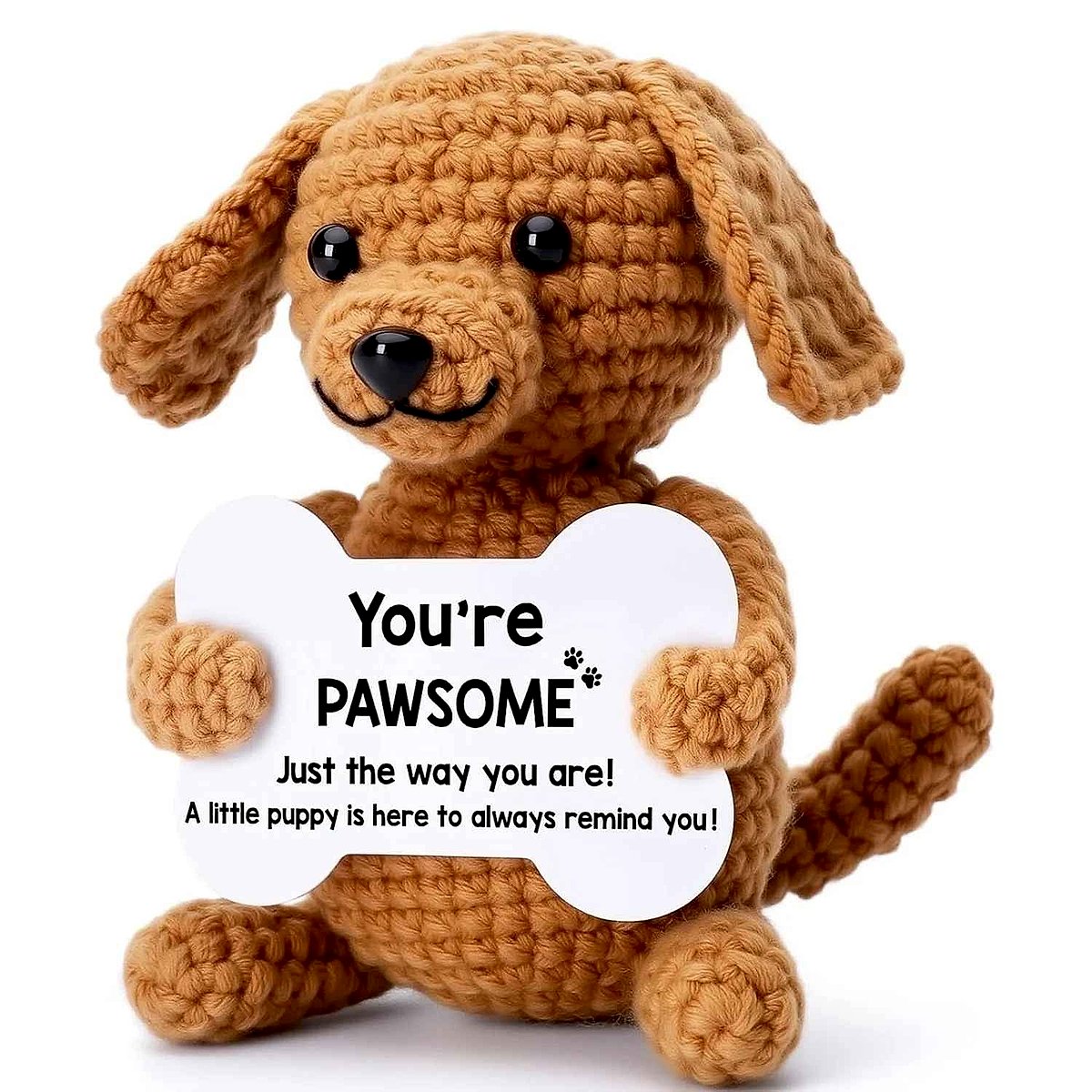 When Words Fall Short — Handmade Crochet Dog Emotional Support Doll with Gift Card