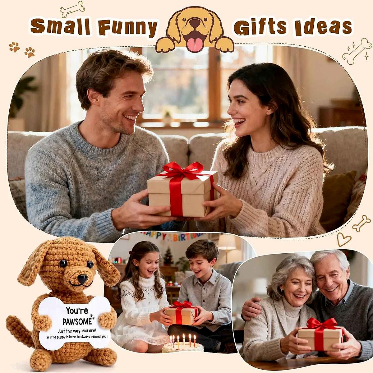 Handmade crochet dog emotional support doll with gift card from When Words Fall Short collection | BigMoetsy