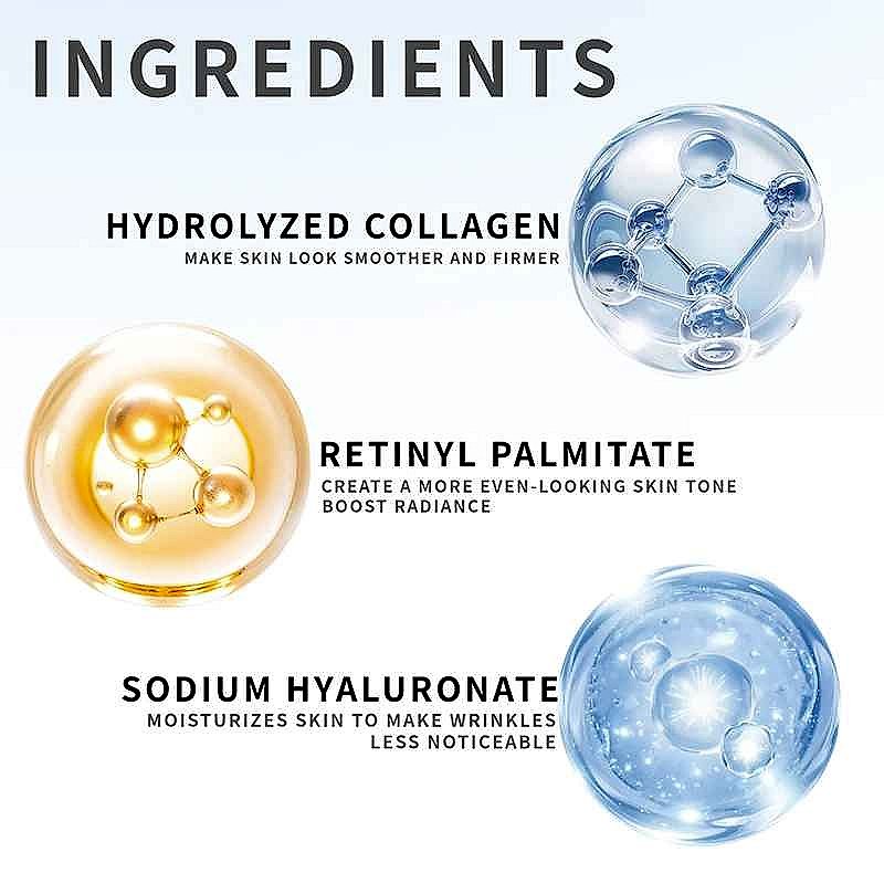 Collagen Retinol Brightening Eye Masks 60 sheets packaging closeup showing usage instructions and ingredients | BigMoetsy