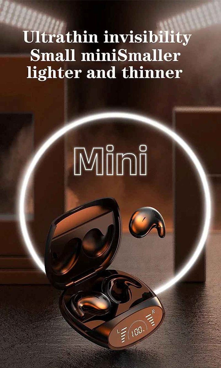 Finally Sleep With Sound wireless earphones resting beside a sleeping person on a pillow showing slim profile | BigMoetsy