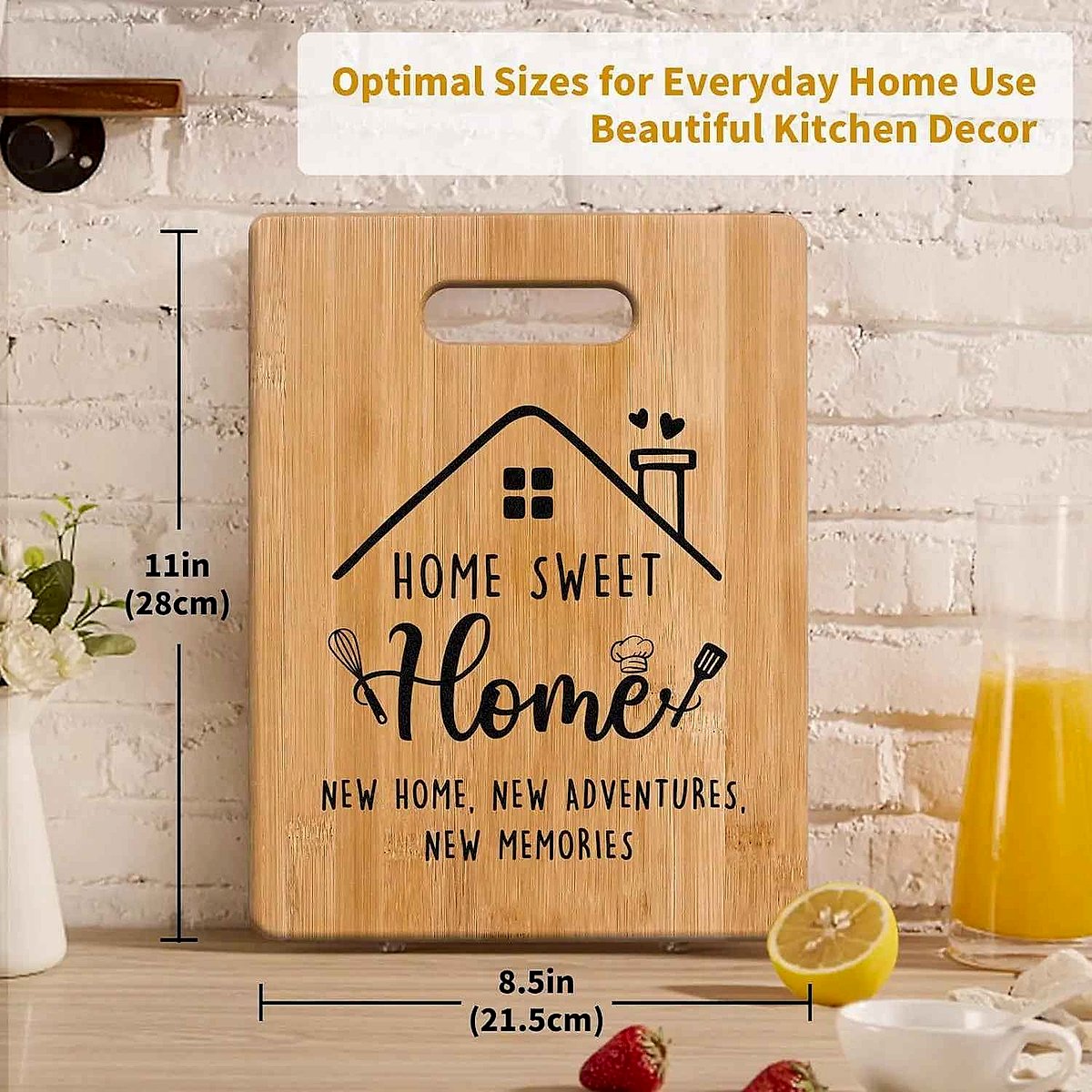 Personalized engraved bamboo cutting board gift for Mom Sister Grandma with custom text detail | BigMoetsy