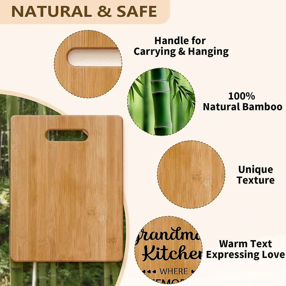 Personalized engraved bamboo cutting board gift for Mom Sister Grandma with custom text detail | BigMoetsy