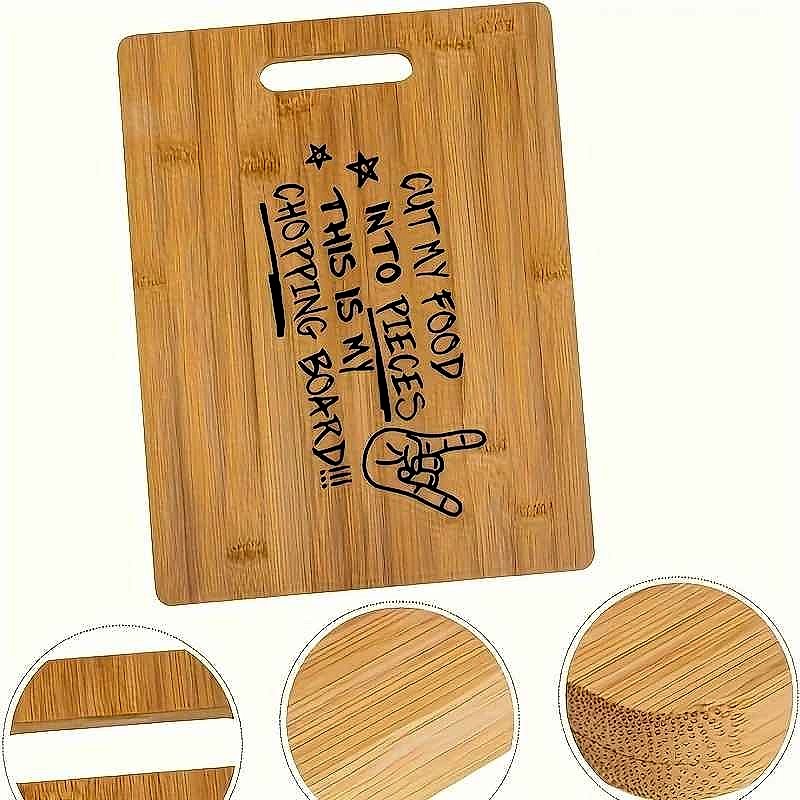 Personalized engraved bamboo cutting board gift for Mom Sister Grandma displayed with custom text detail | BigMoetsy