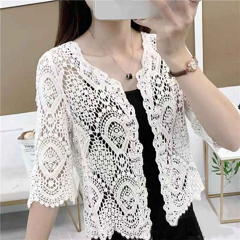 Handcrafted Crochet Knit Cover-Up Crop Top detail view showing texture and stitch pattern up close | BigMoetsy