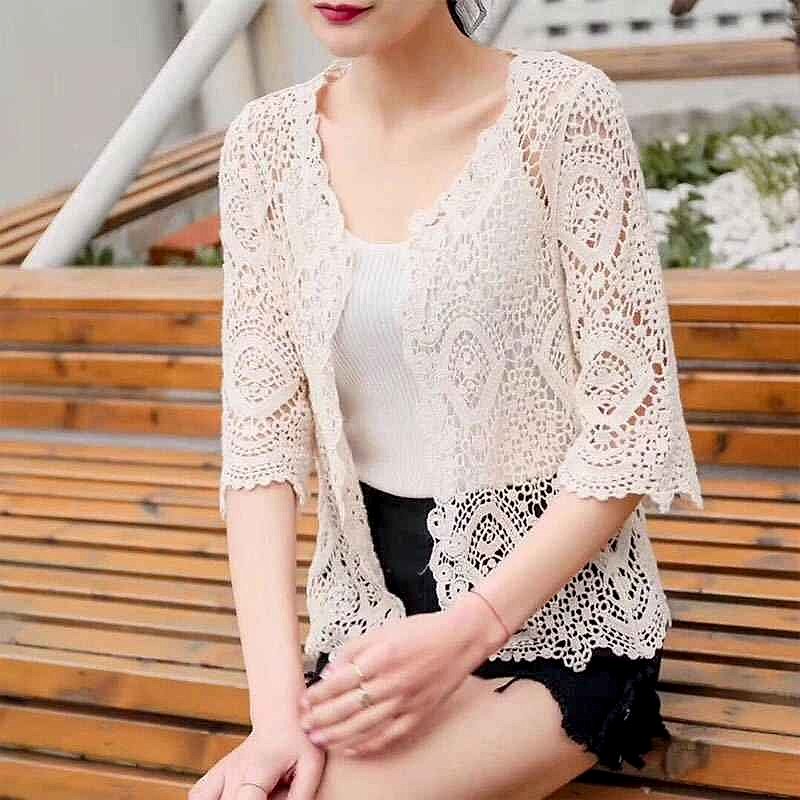 Handcrafted Crochet Knit Cover-Up Crop Top detail view showing texture and stitching pattern | BigMoetsy