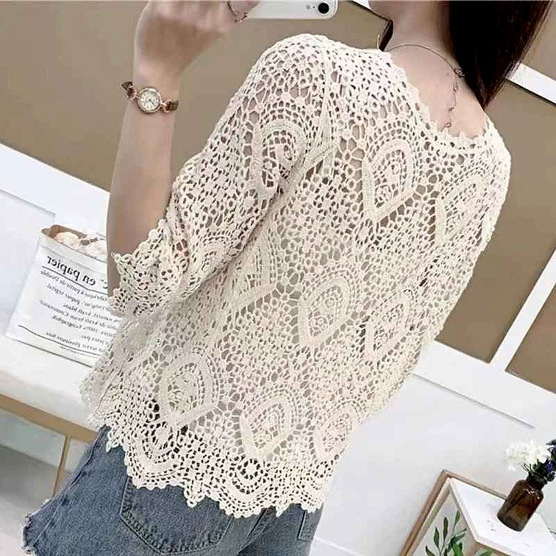 Handcrafted Crochet Knit Cover-Up Crop Top detail view showing texture and craftsmanship up close | BigMoetsy