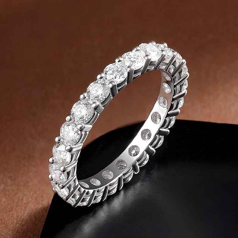 Vintage-style handcrafted 3mm moissanite ring in 18K white gold plated sterling silver with crystal sparkle | BigMoetsy
