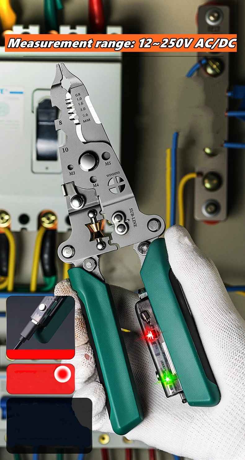 Professional Foldable 4-in-1 Wire Stripper Multi-Tool with Cable Cutter and Electrical Tes... - View 8 of 12 | BigMoetsy